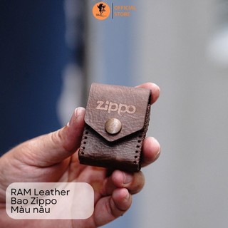 Bao Zippo da bò màu nâu đậm - RAM Leather