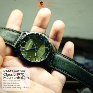 Dây đồng hồ da bò màu xanh đậm - ram leather classic 1970