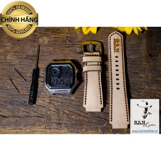 Dây đồng hồ da bò thật – ram 1970 vegtan trắng - hàng chính hãng ram leather .