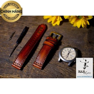 Dây đồng hồ da bò thật – ram pilot nâu sáng - hàng chính hãng ramleather .
