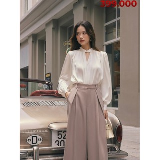 Áo sơ mi lụa cổ v huong boutique bssm23