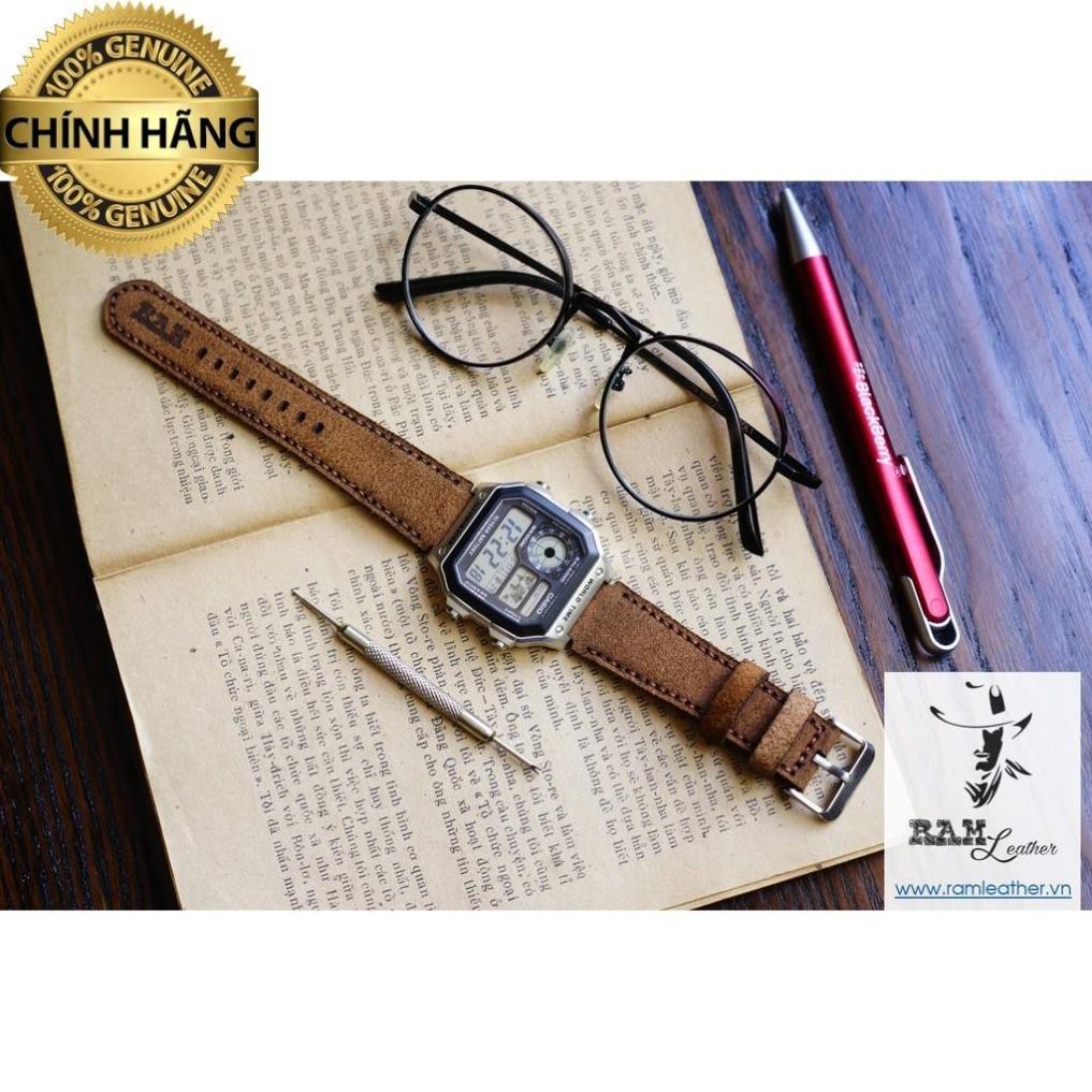DÂY ĐỒNG HỒ MÀU VÀNG LỘN CAO CẤP - CASIO AE 1200 /SEIKO5-CHÍNH HÃNG RAM LEATHER .