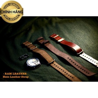 Dây đồng hồ nato da bò - nato leather strap - full size - ram n1 .