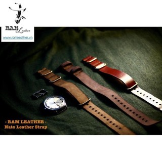 Dây đồng hồ nato da bò - nato leather strap - full size - ram n1 . *
