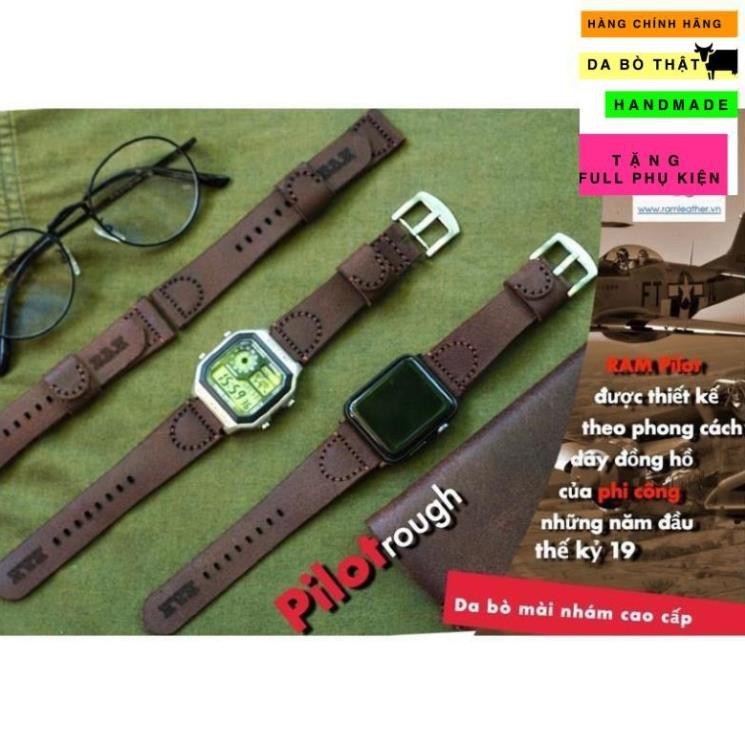 DÂY ĐỒNG HỒ SIMPLE MÀI NHÁM - DA BÒ THẬT - CASIO AE1200 / SEIKO5 -CHÍNH HÃNG RAM LEATHER