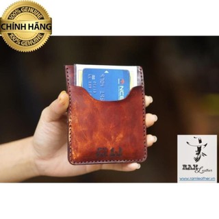 VÍ RAM MINI DA BÒ VEGTAN MÀU NÂU SÁNG - HÀNG CHÍNH HÃNG RAM LEATHER .