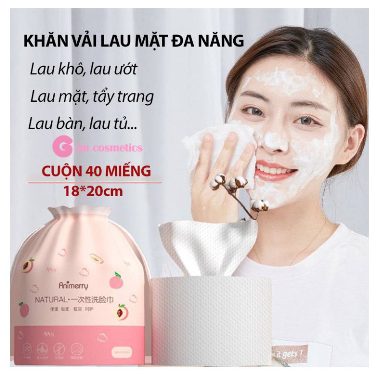 Giấy Lau Mặt Cuộn Túi Rút Màu Hồng Anh Đào Chất Cotton Dùng 1 Lần