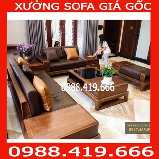 Hàng chính hãng 2024 sofa 2 văng chân quỳ 5 món gỗ sồi nga màu óc chó, màu cánh gián a3