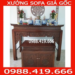 Mẫu mới 2024 kệ thờ gỗ sồi nga màu óc chó, màu cánh gián a4