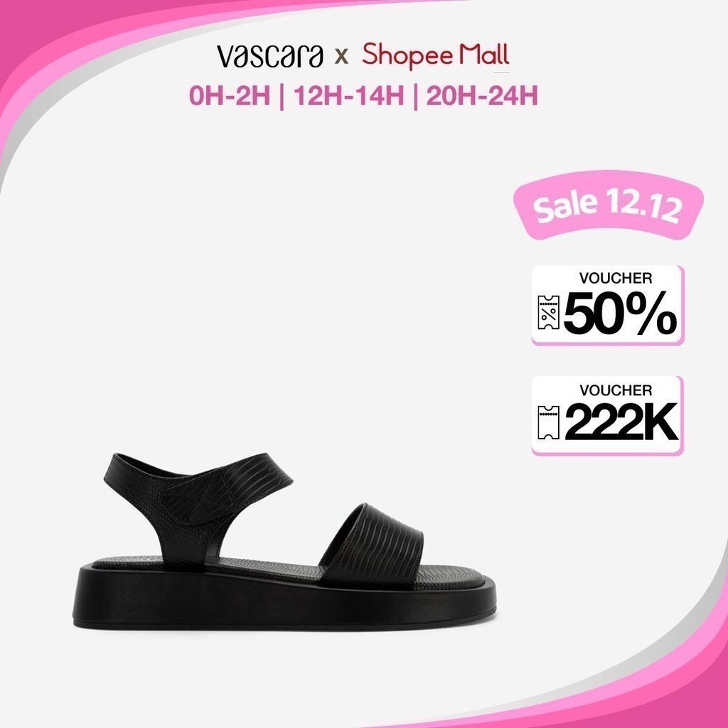 Vascara Giày Sandal Đế Bánh Mì Quai Ngang Vân Kì Đà - SDK 0334