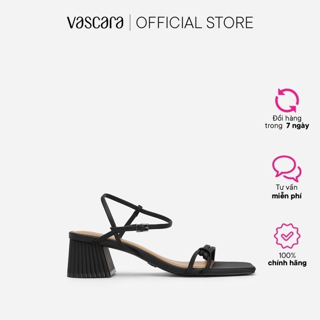 Vascara Giày Sandal Quai Mảnh Thắt Nút Gót Trụ - SDN 0727