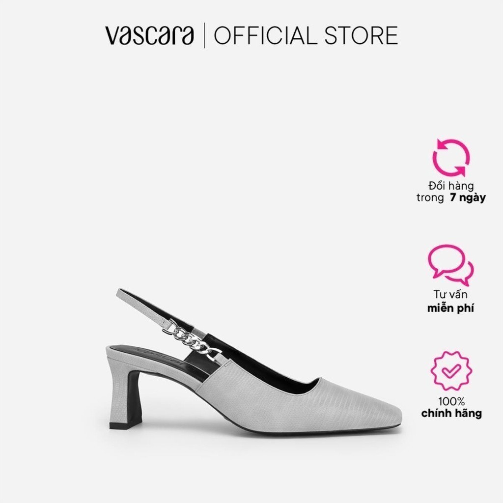 VascaraGiày Slingback Phối Xích Mũi Vuông Vân Kỳ Đà - BMN 0564