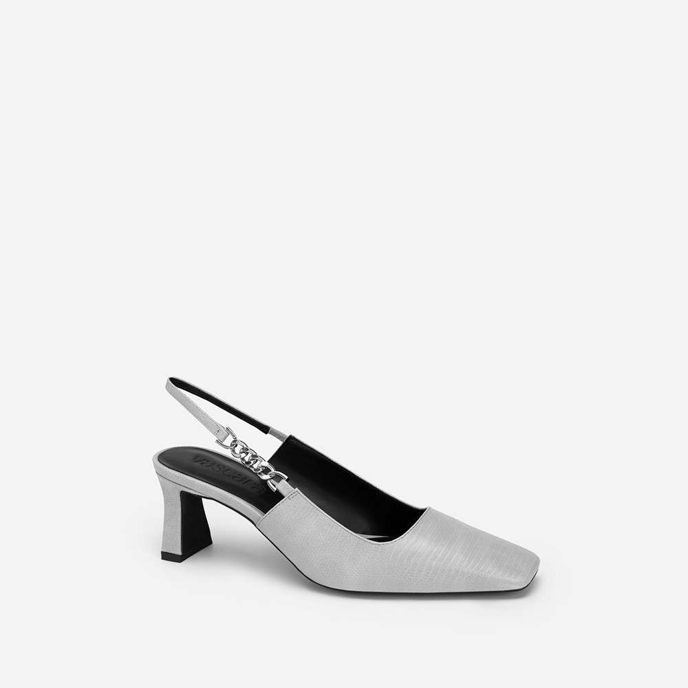 VascaraGiày Slingback Phối Xích Mũi Vuông Vân Kỳ Đà - BMN 0564