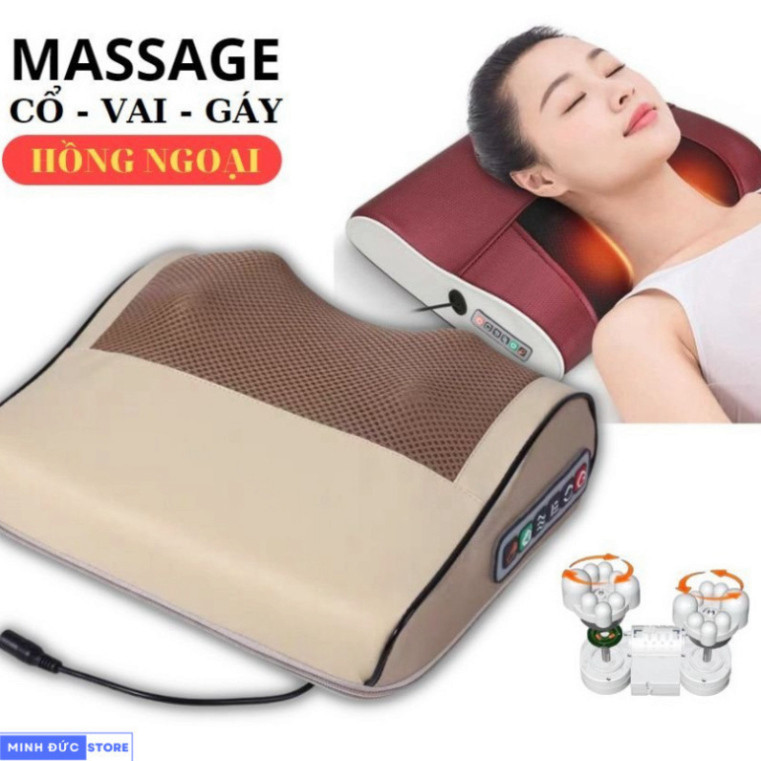 Gối massage cổ vai gáy, máy massage hồng ngoại 20 bi cao cấp hỗ trợ mát xa toàn thân bảo hành toàn quốc