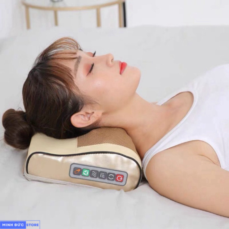 Gối massage cổ vai gáy, máy massage hồng ngoại 20 bi cao cấp hỗ trợ mát xa toàn thân bảo hành toàn quốc