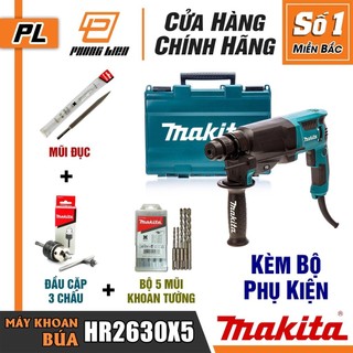 Máy Khoan Đục Bê Tông Makita HR2630X5 (26MM-800W) - Kèm Bộ Mũi Khoan, Mũi Đục - Hàng Chính Hãng