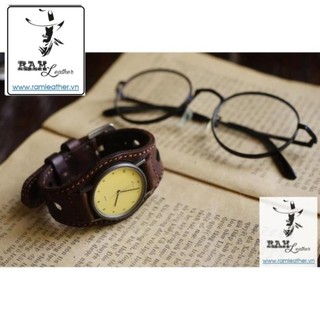 Dây đồng hồ da bò thật ram bundstrap bx3 nâu đỏ- đủ size