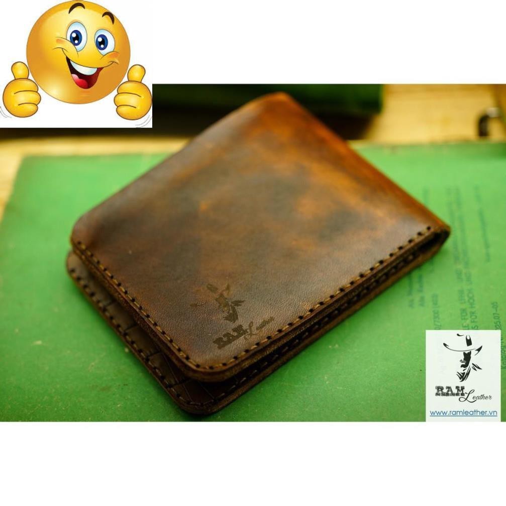VÍ ĐỨNG TRỐNG ĐỒNG VEGTAN  MEDIUM BROWN - CHÍNH HÃNG RAM LEATHER .
