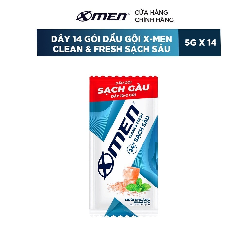 [Hàng tặng không bán] Dây 14 Gói Dầu gội X-Men Clean & Fresh 5G/Gói