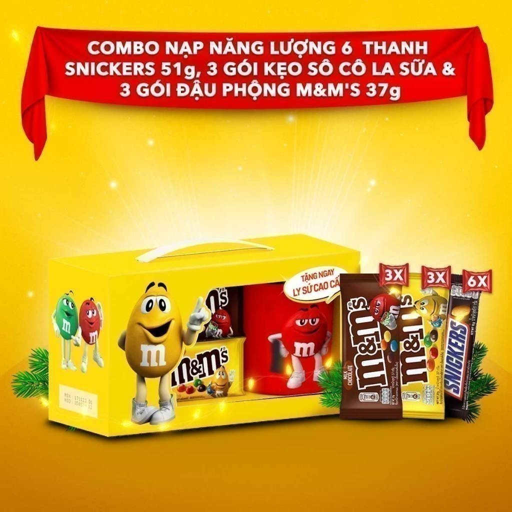 Combo Kẹo Sô Cô La Snickers, M&M's Sữa, M&M's Đậu Phộng