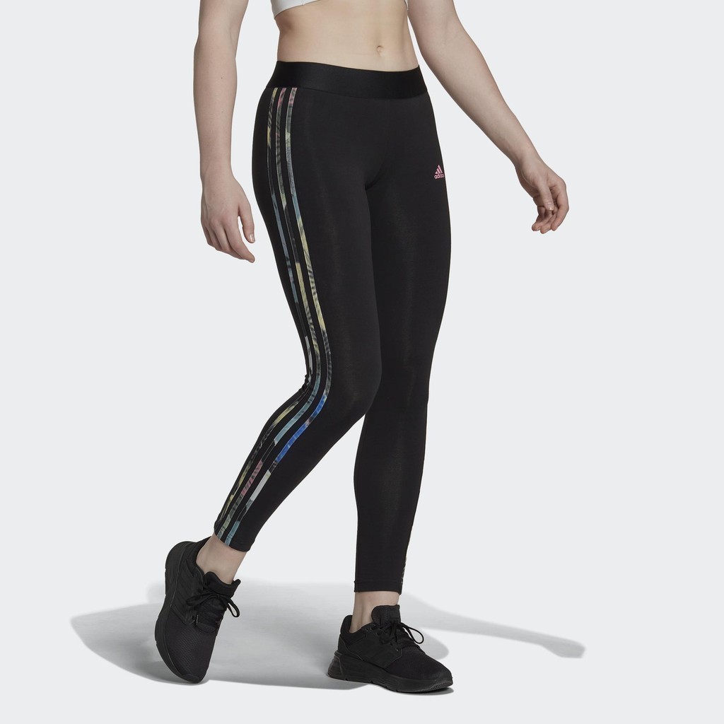 adidas Phong cách sống Quần legging 3 Sọc Essentials Nữ Đen HK9683