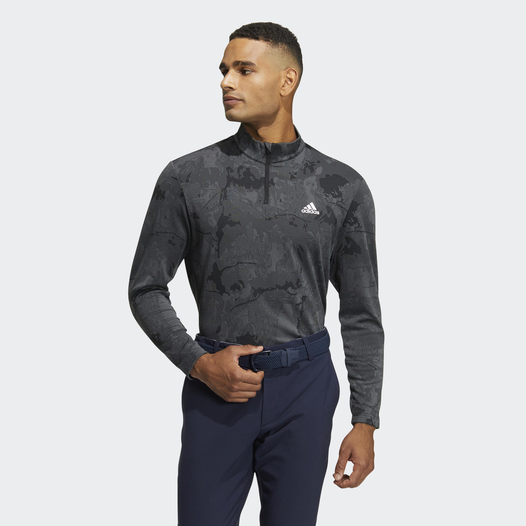 Adidas Đánh gôn Áo Dài Tay Graphic Cổ Đứng Khóa Kéo Nam Đen HG8220