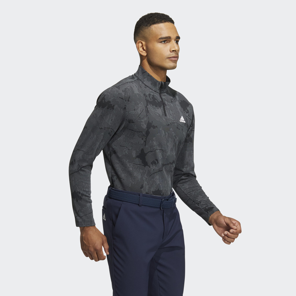 Adidas Đánh gôn Áo Dài Tay Graphic Cổ Đứng Khóa Kéo Nam Đen HG8220