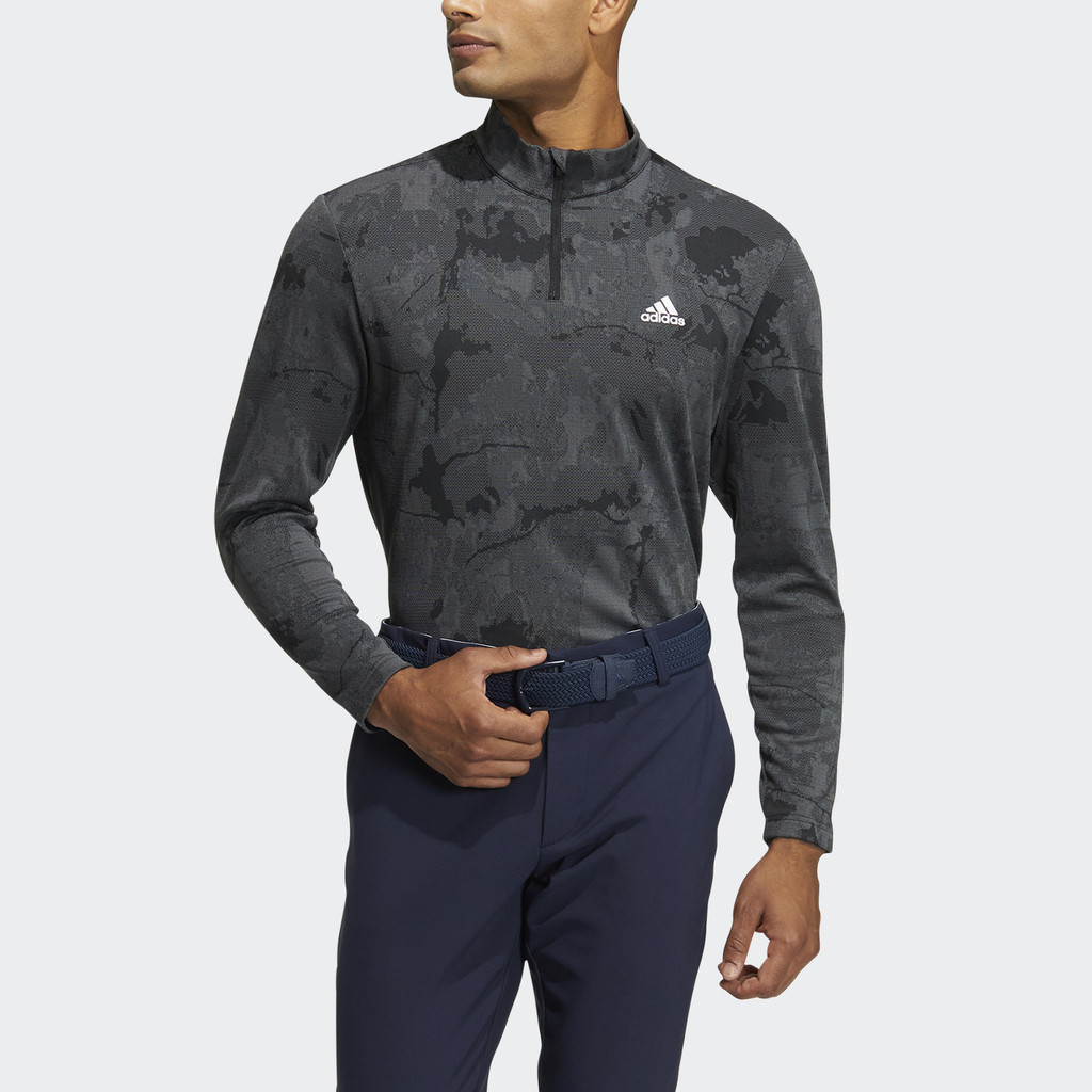 Adidas Đánh gôn Áo Dài Tay Graphic Cổ Đứng Khóa Kéo Nam Đen HG8220