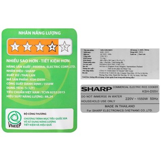 Nồi cơm nắp rời Sharp 5 lít KSH-D55V - Hàng chính hãng