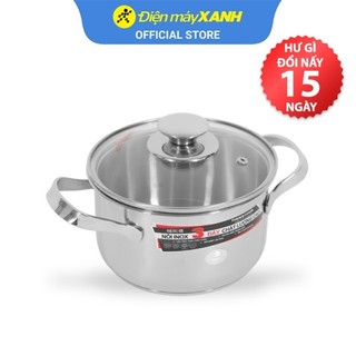 Nồi inox 3 đáy nắp kính 16 cm happycook n16-nmg