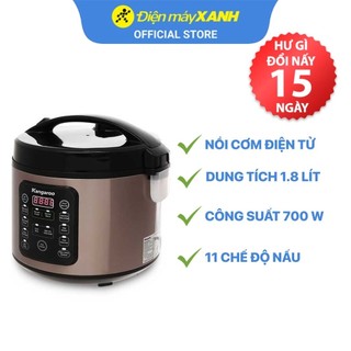 [Mã ELHA22 giảm 6% đơn 300K] Nồi cơm điện tử Kangaroo KG18DR6 1.8 lít 700W lòng nồi chống dính - Chính hãng BH 12 tháng
