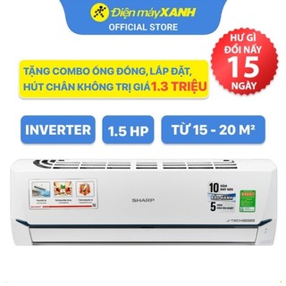 [FREESHIP] Máy lạnh Sharp 1.5 HP Inverter AH-X12XEW Tiết kiệm điện BH chính hãng 1 năm - Miễn Phí Lắp Đặt