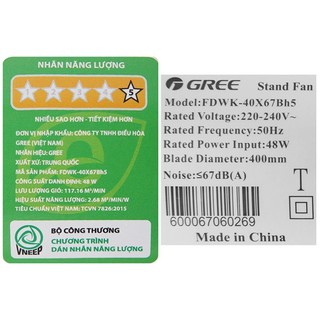 Quạt đứng Gree FDWK-40X67Bh5
