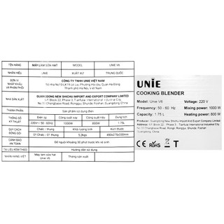Máy làm sữa hạt đa năng Unie V6