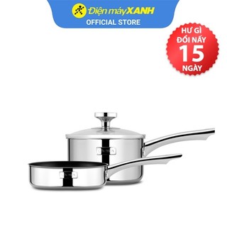 Bộ 2 cái chảo quánh inox 3 đáy 14cm elmich trimax baby el-3794