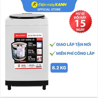 Máy giặt sharp cửa trên inverter 8.2kg es-w82gv-h - chính hãng bh 24 tháng - miễn phí lắp đặt