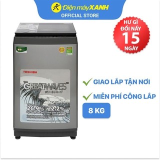 [FREESHIP] Máy giặt Toshiba cửa trên Inverter 8kg AW-K905DV(SG) - Chính hãng BH 24 tháng - Miễn phí lắp đặt