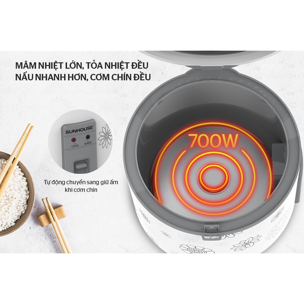 Nồi cơm nắp gài Sunhouse 1.8 lít SHD8603