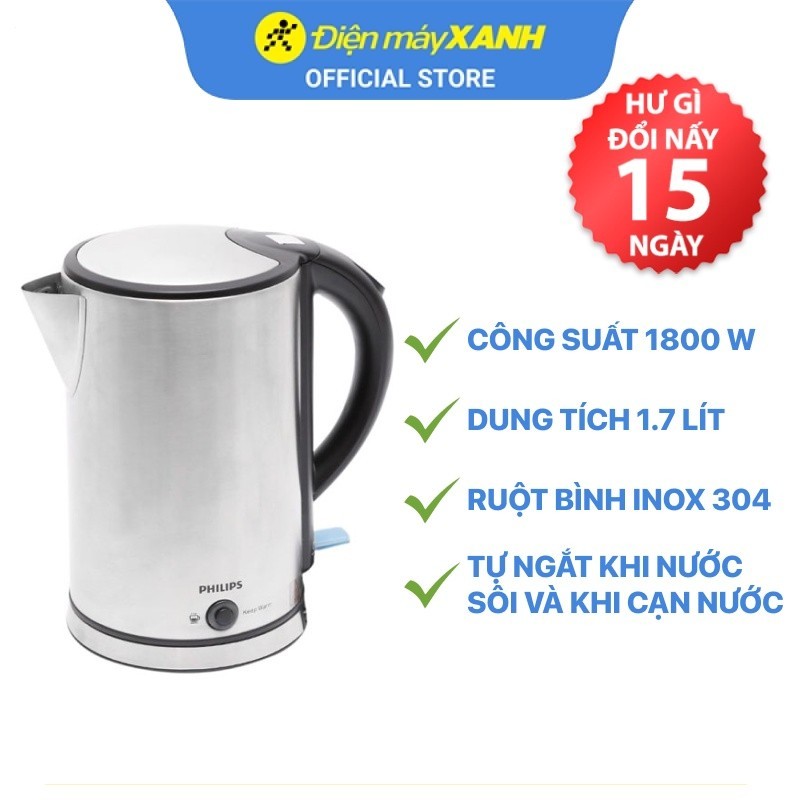 Bình đun siêu tốc giữ nhiệt Philips 1.7 lít HD9316