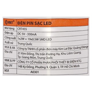 Đèn pin sạc Led COMET CRT455