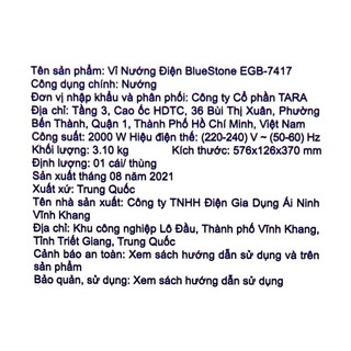 Bếp nướng điện Bluestone EGB-7417 2000W