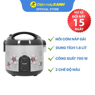 Nồi cơm điện nắp gài Sharp KS-NR191STV 1.8 lít  700 W chống dính - Chính hãng BH 12 tháng - Sản xuất tại Thái Lan