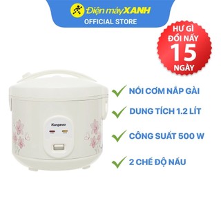 Nồi cơm điện nắp gài Kangaroo KG12RC1 1.2 lít  500 W lòng nồi chống dính - Chính hãng BH 12 tháng