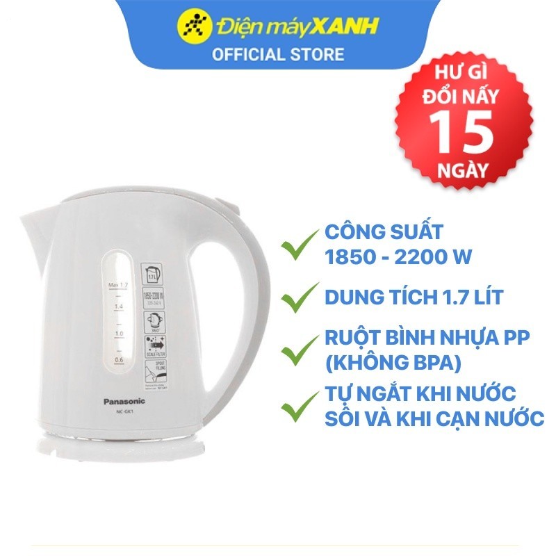 Bình siêu tốc Panasonic 1.7 lít NC-GK1WRA