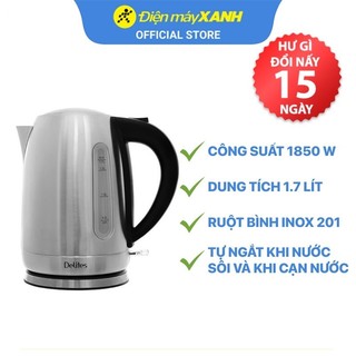 Bình đun siêu tốc inox delites fk-1507-1 1.7 lít - chính hãng bh 12 tháng
