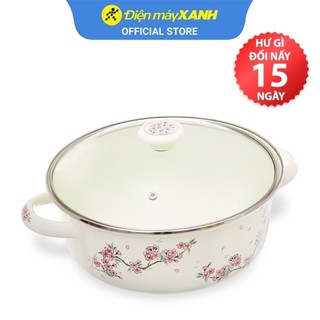 Nồi thép Nippon tráng men nắp kính 26 cm Fujihoro SKW-32G