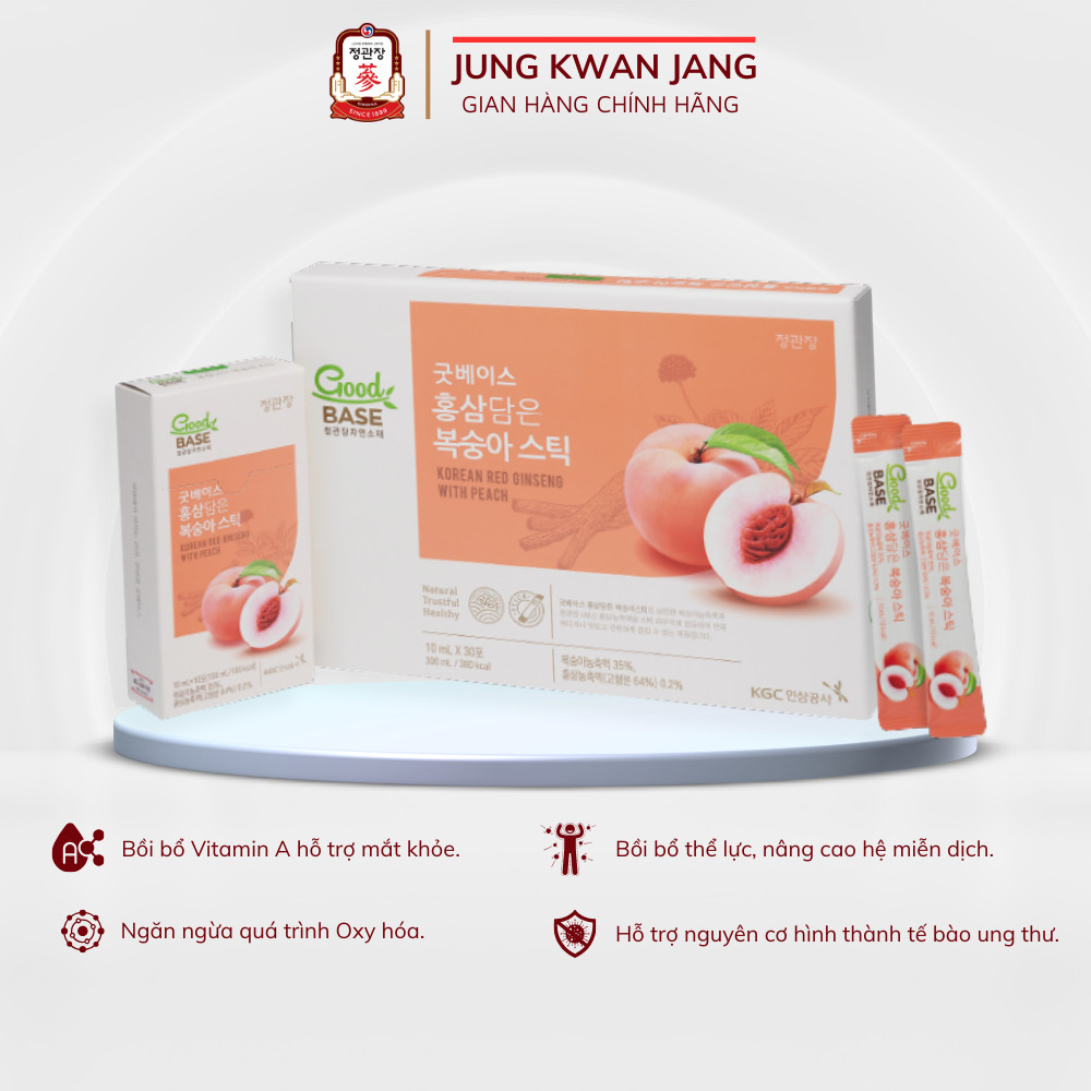 Nước Sâm Hàn Quốc Goodbase Vị Đào KGC Jung Kwan Jang (10ml x 30 gói)