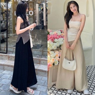 Quần dài đũi suông ống rộng chun lưng metwo.dearu - quần đũi ống suông xòe rộng vintage chun lưng ulzzang hq