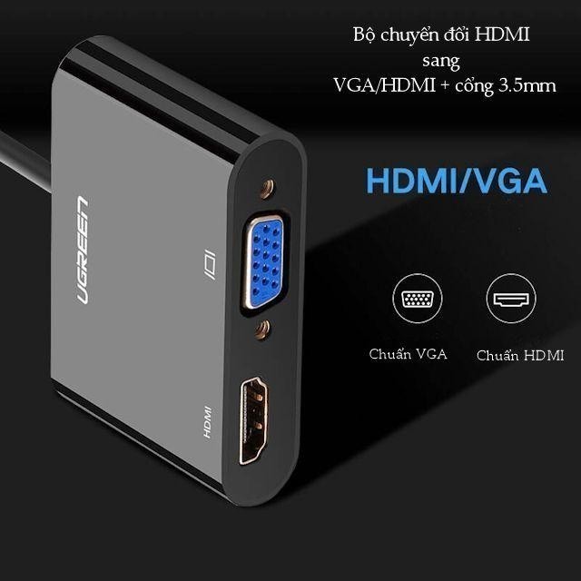 Bộ chuyển đổi HDMI sang HDMI/VGA (hỗ trợ nguồn 5V + Audio 3.5) 30cm UGREEN CM101 40744