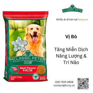 20kg xá classic pets thức ăn hạt cho chó trưởng thành vị thịt bò